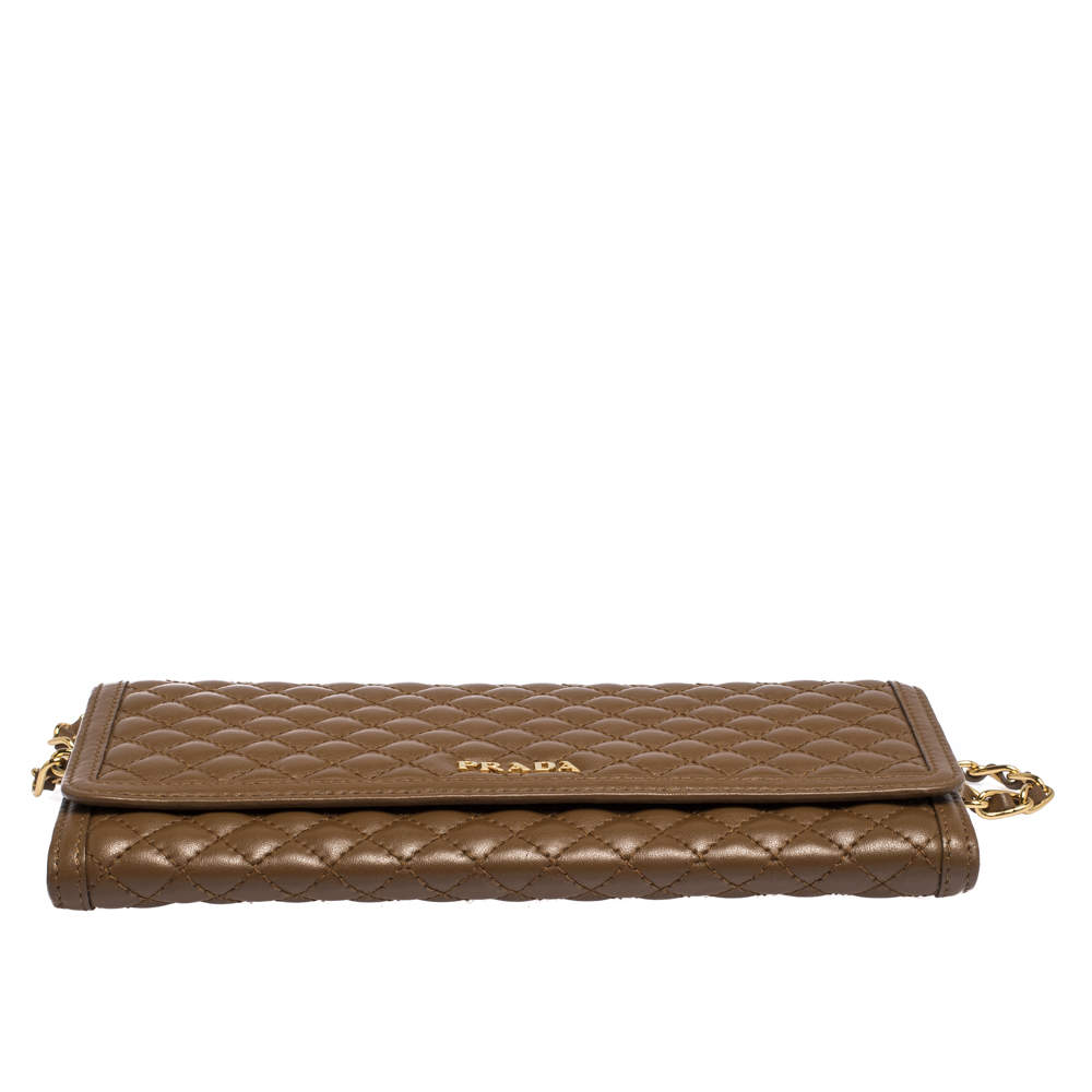 Prada Coffee Brown Quilted Leather Flap Wallet on Chain Prada | The Luxury  Closet