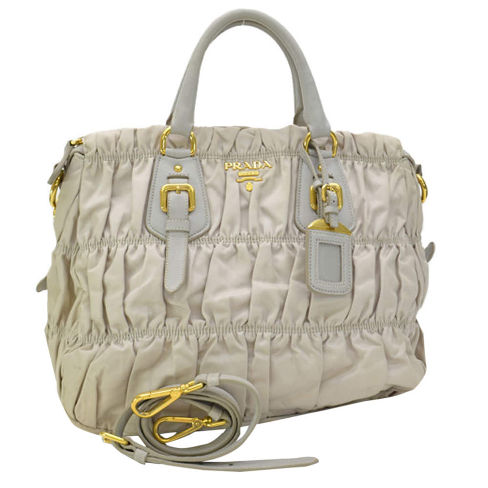 Pre Owned Prada Grey Gathered  Leather   Satchel