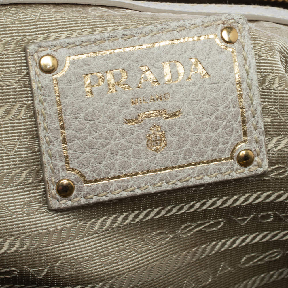 Prada Ombre White Cervo Antik Leather Bauletto Bag Prada