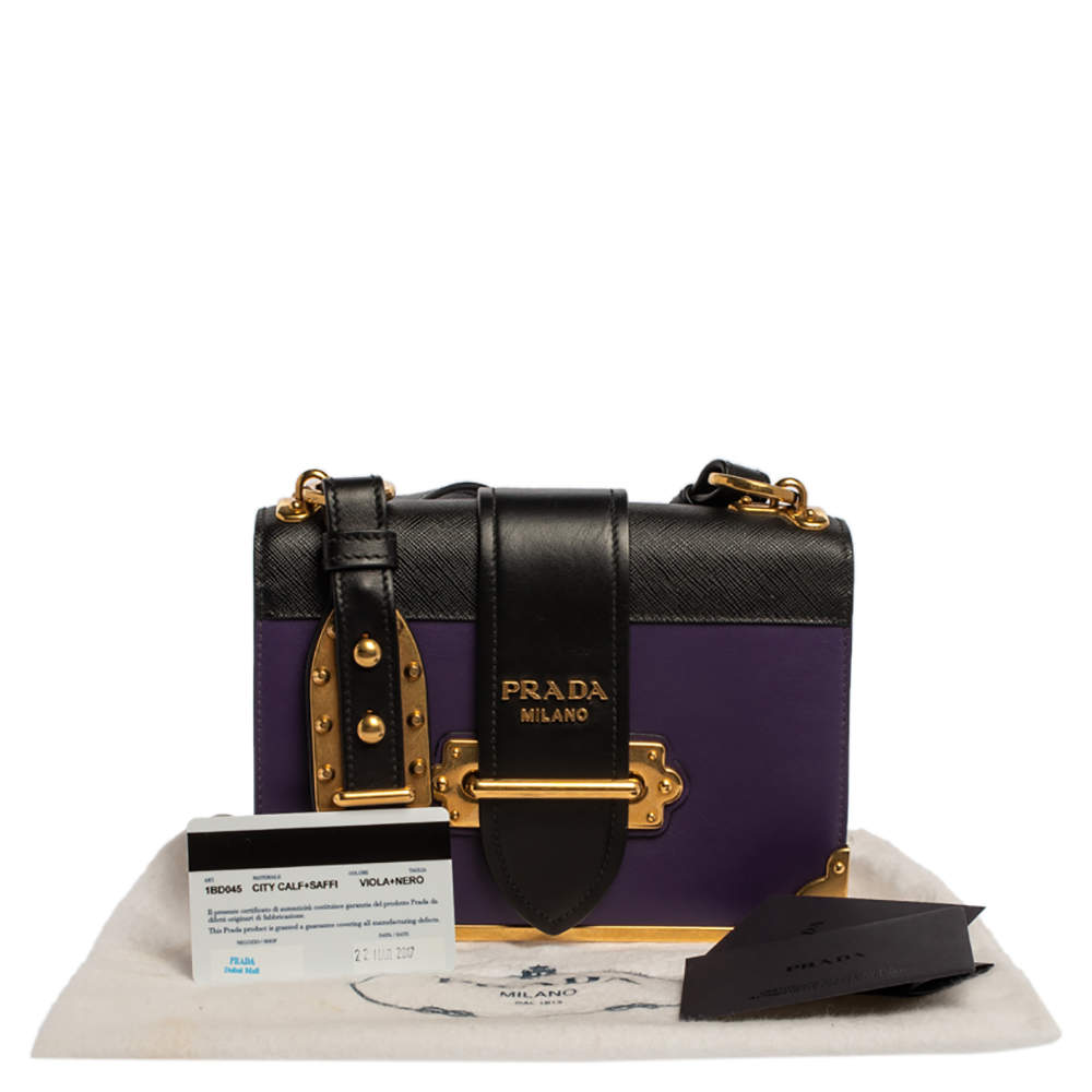 Cahier chain leather handbag Prada Purple in Leather - 23666201