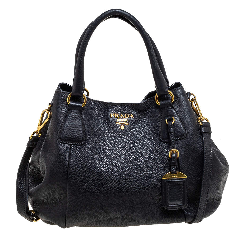 Pre Owned Prada Black Vitello Daino Leather Satchel