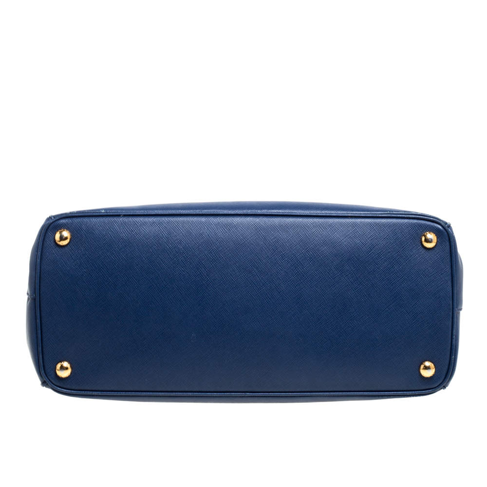 Prada Double Bag Saffiano Blue Leather ref.41193 - Joli Closet