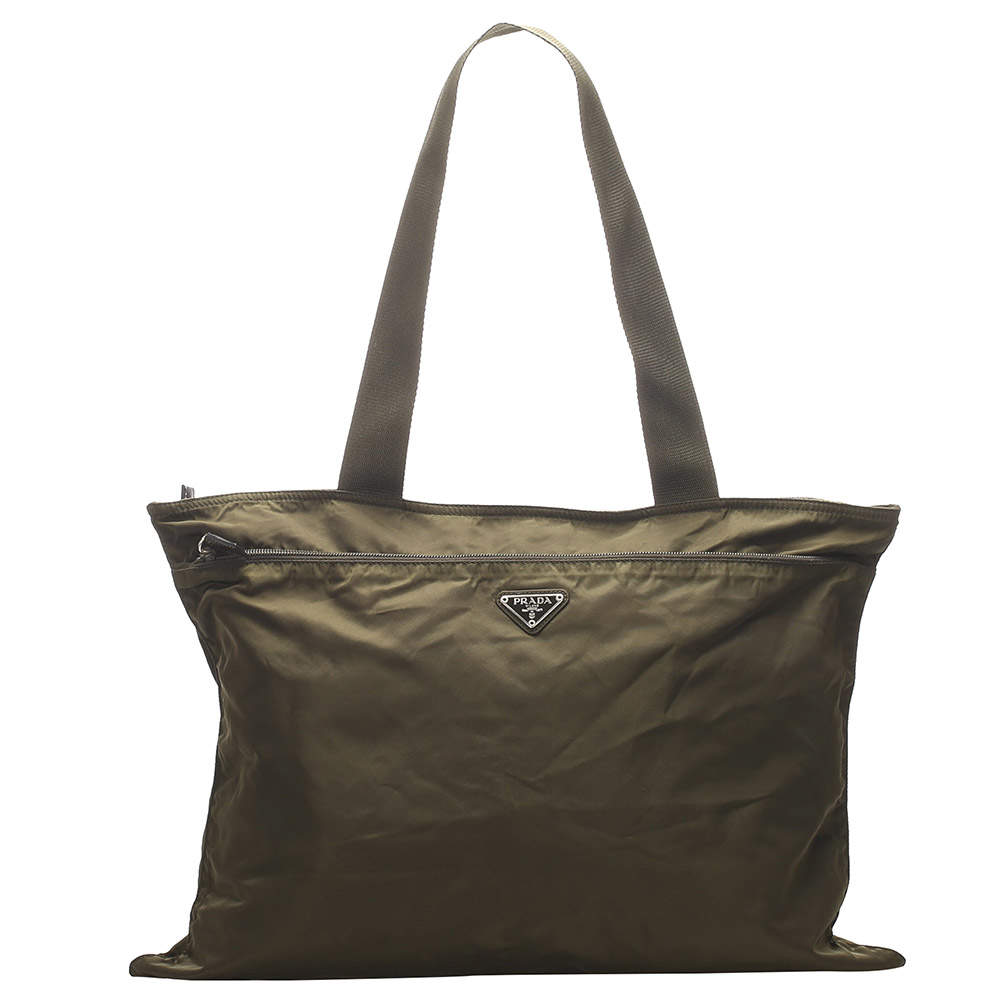 Prada Brown /Khaki Nylon Tessuto Shoulder Bag Prada | TLC