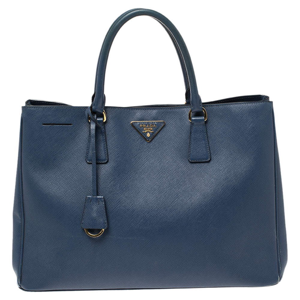 مملوكة مسبقًا Prada Blue Saffiano Lux Leather Open Tote