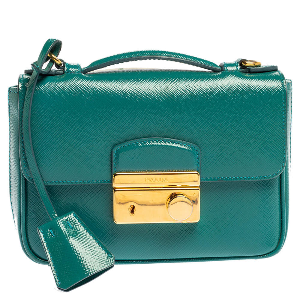 Prada Turquoise Saffiano Vernic Leather Mini Crossbody Bag Prada | The ...