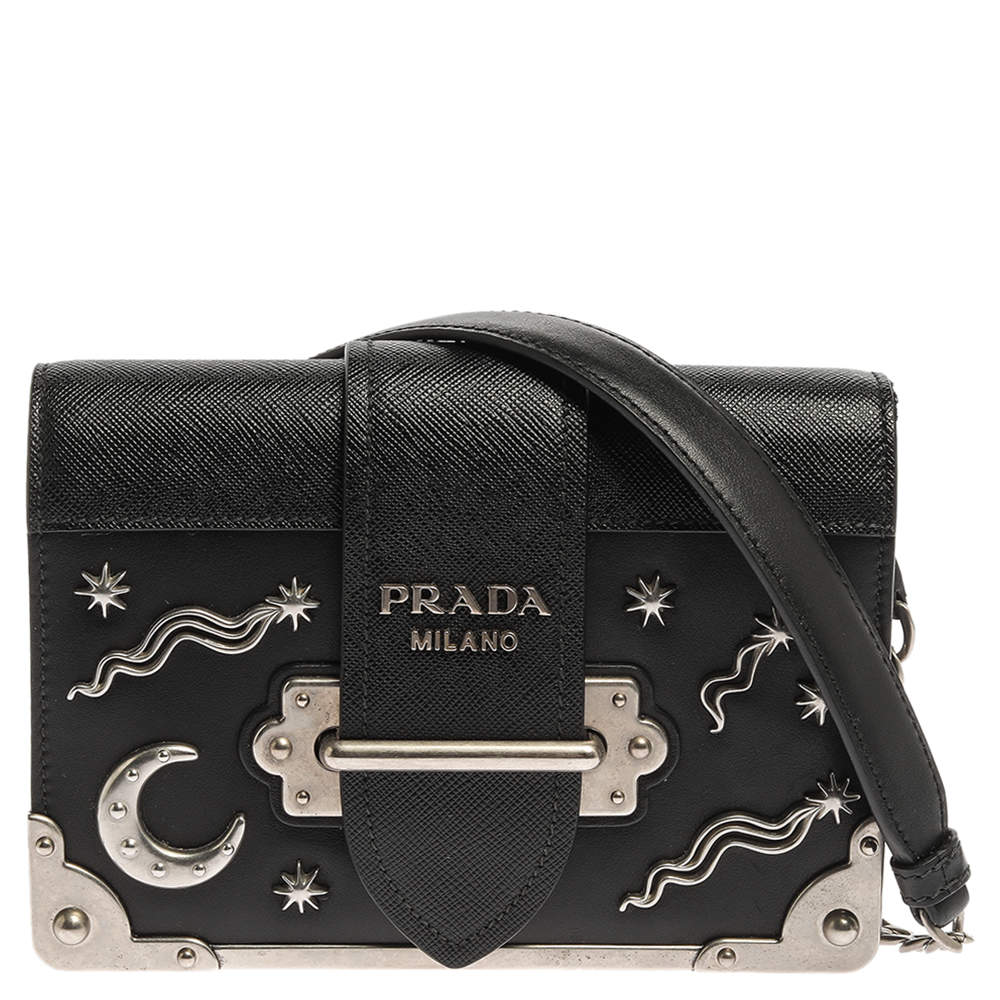 Prada Black Saffiano Leather Astrology Celestial Cahier Crossbody Bag ...