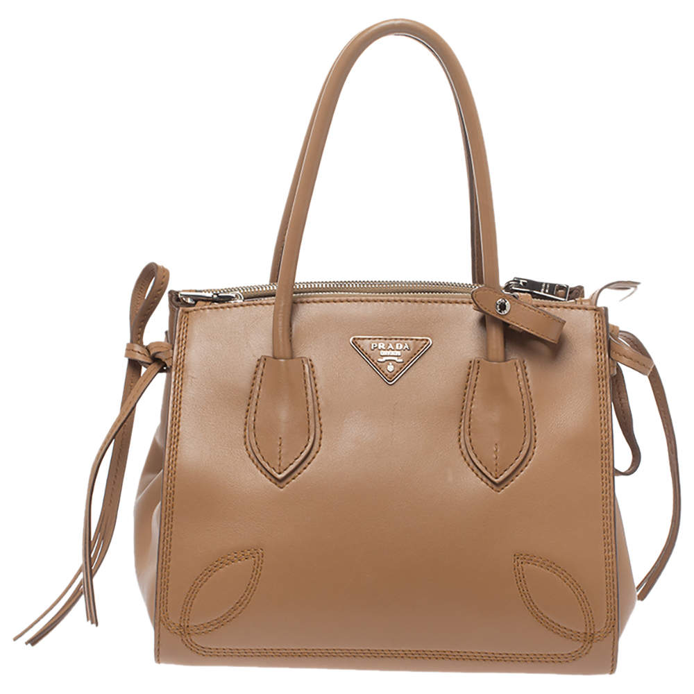 مملوكة مسبقًا Prada Tan Leather City Sport Twin Satchel 