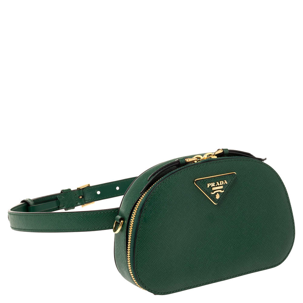 Prada Green Saffiano Lux Leather Odette Belt Bag Prada