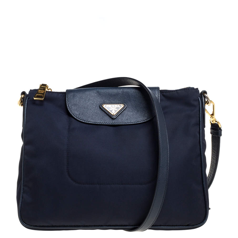 Prada Navy Blue Tessuto Nylon and Leather Crossbody Bag Prada | The ...