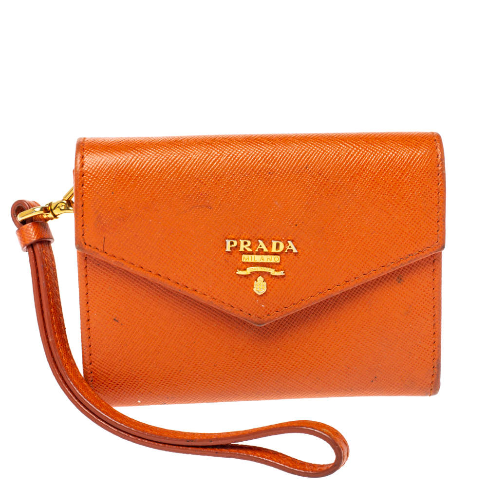 Prada Orange Saffiano Leather Wristlet Wallet Prada | TLC