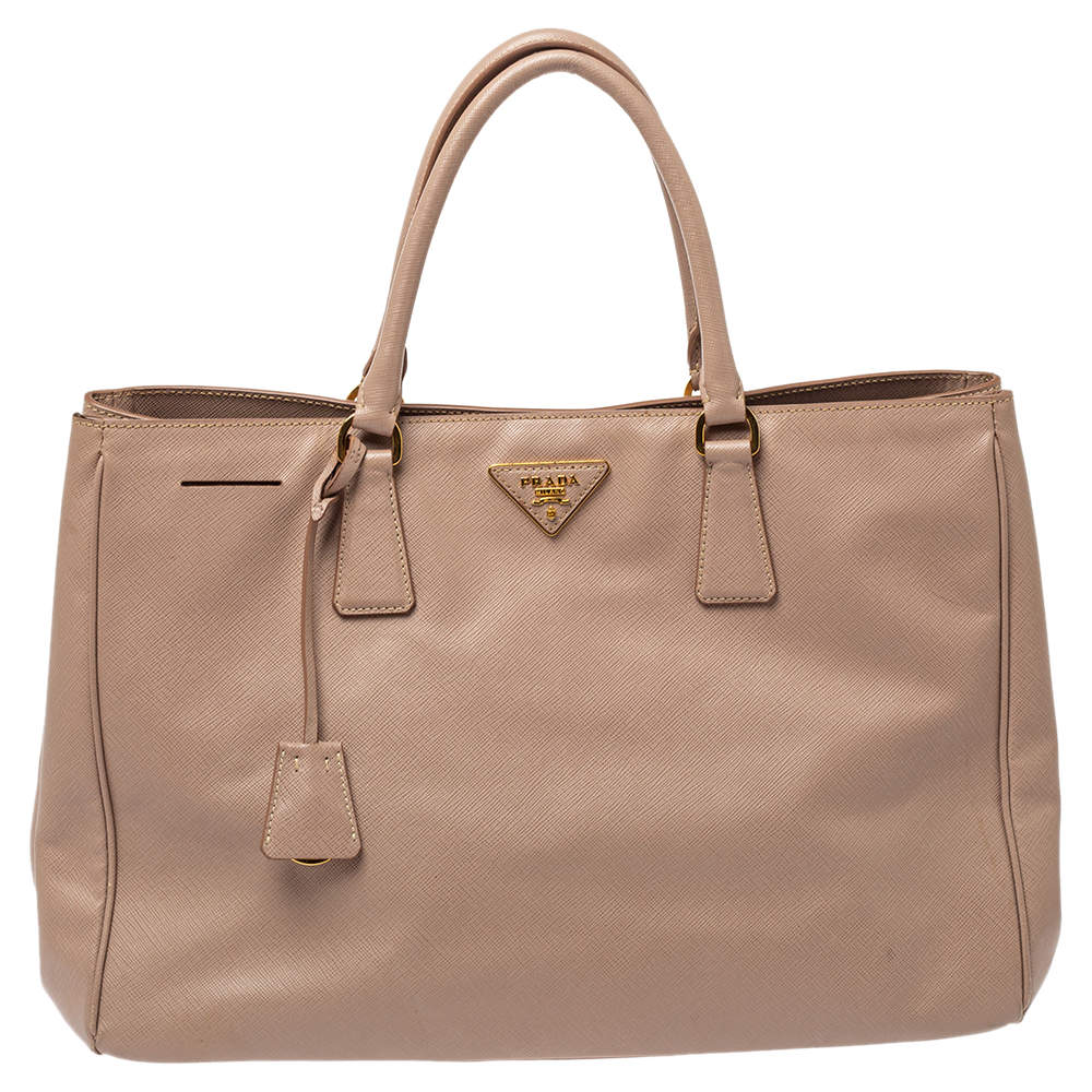 Pre Owned Prada Beige Saffiano Lux Leather Gardener's Tote
