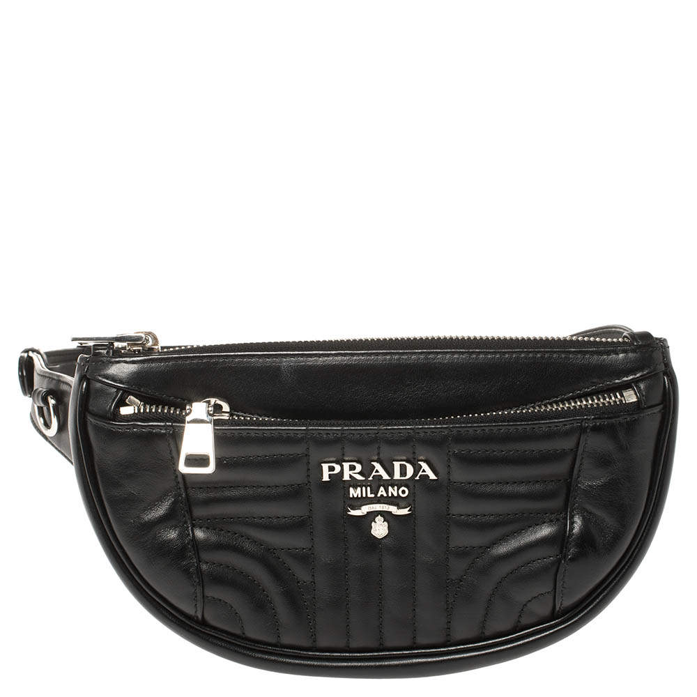 Prada Black Quilted Leather Belt Bag