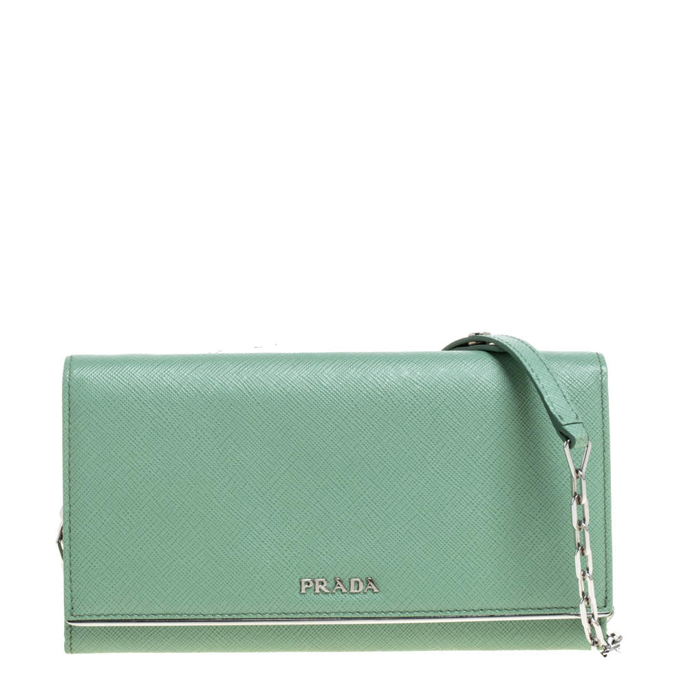 Prada Mint Green Saffiano Leather Wallet On Chain Prada | TLC