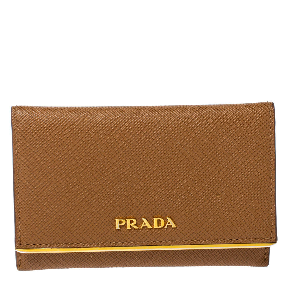 prada saffiano metal card holder