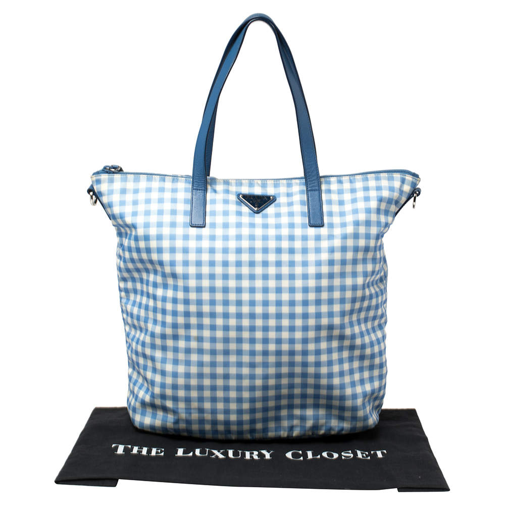 Prada gingham outlet tote