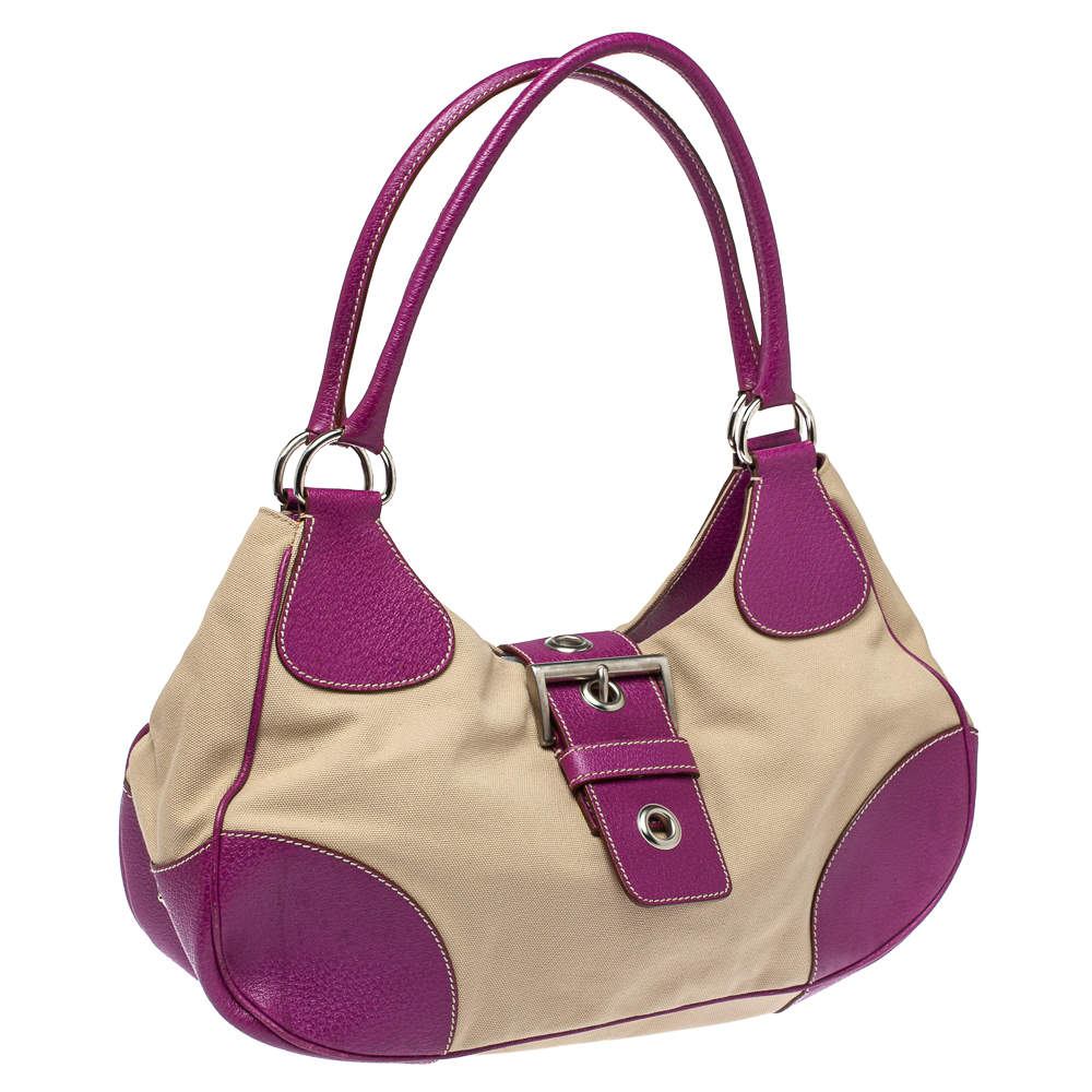 Prada Pink/Purple Python Leather Small Shoulder Bag W/ Gunmetal Buckles