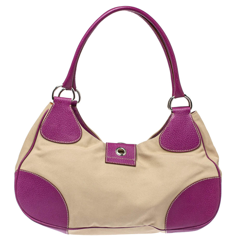 Prada Pink/Purple Python Leather Small Shoulder Bag W/ Gunmetal Buckles