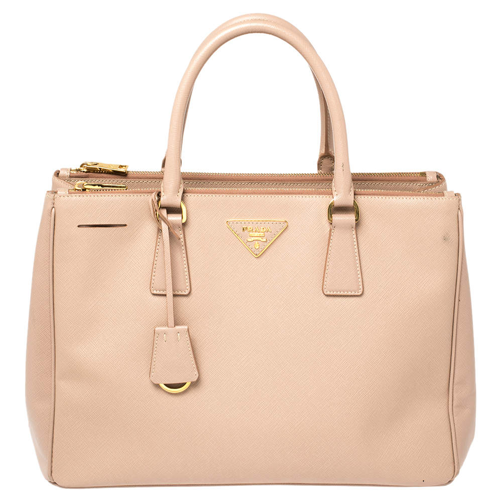 Prada Saffiano Leather Medium Bag In Beige Rose