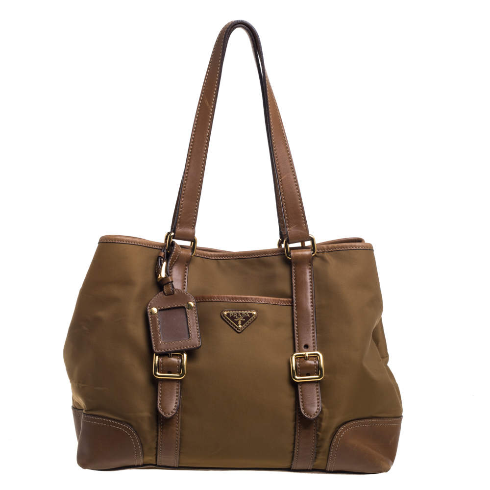 Prada Brown Nylon And Leather Bruciato Tote Prada | TLC