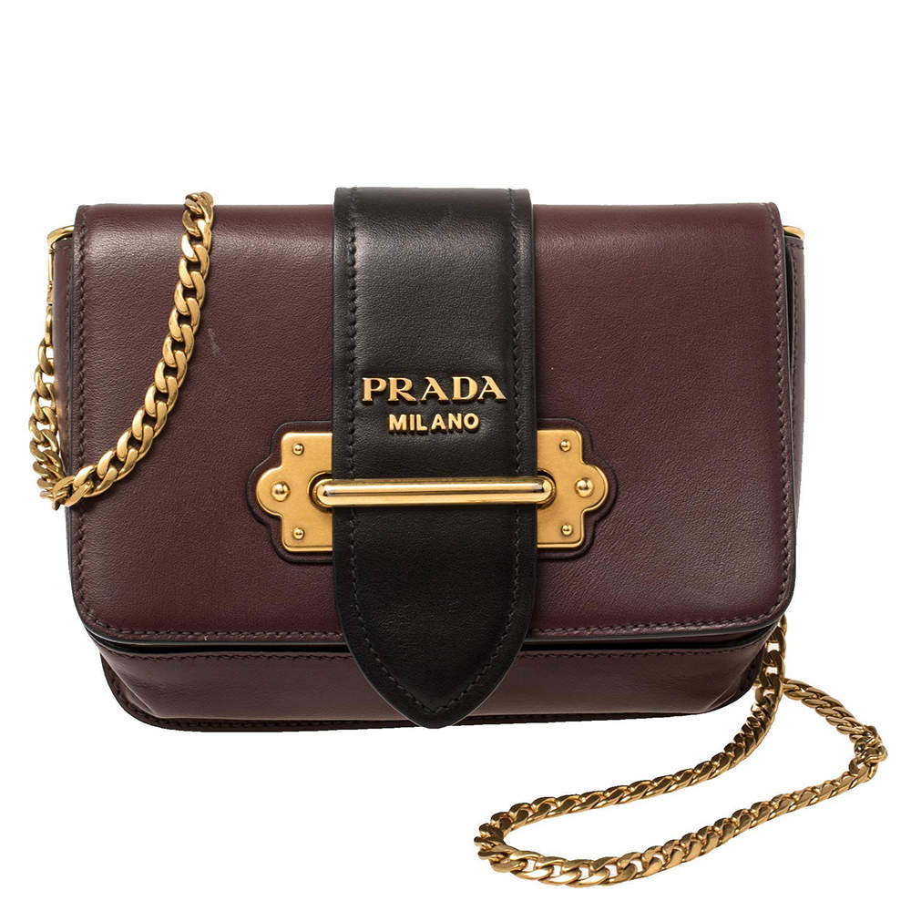 Prada Burgundy/Black Leather Cahier Belt Bag