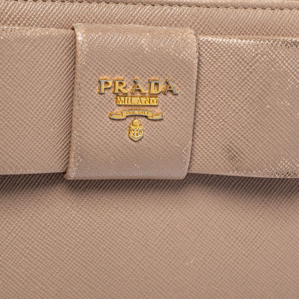 Prada Bow Wallet on Strap Saffiano Leather Small Blue 166648108