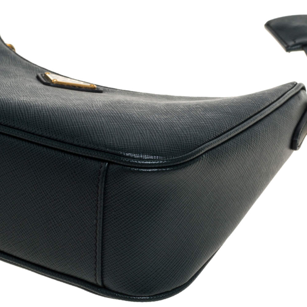 Prada Black Saffiano Lux Leather 2005 Re-Edition Shoulder Bag 1BH204 -  Yoogi's Closet
