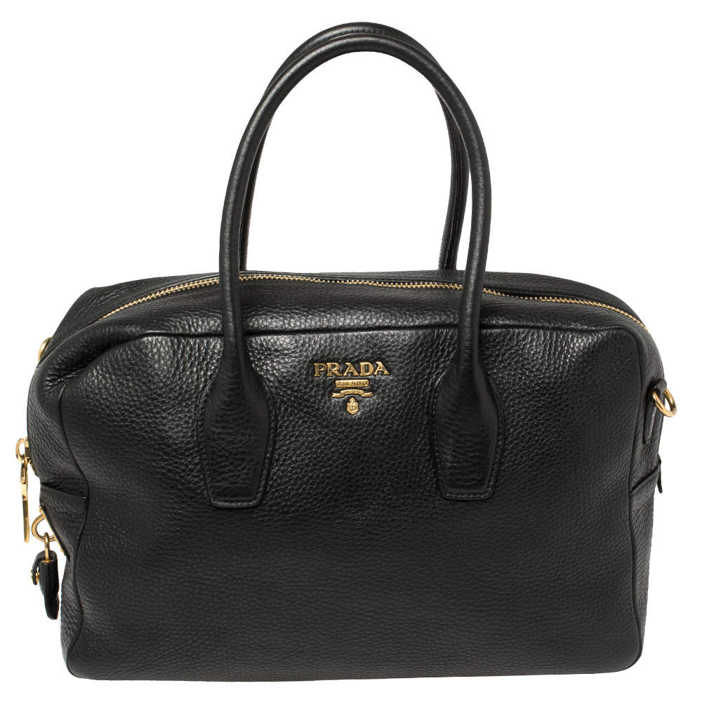 Pre Owned Prada Black Leather Bauletto Satchel