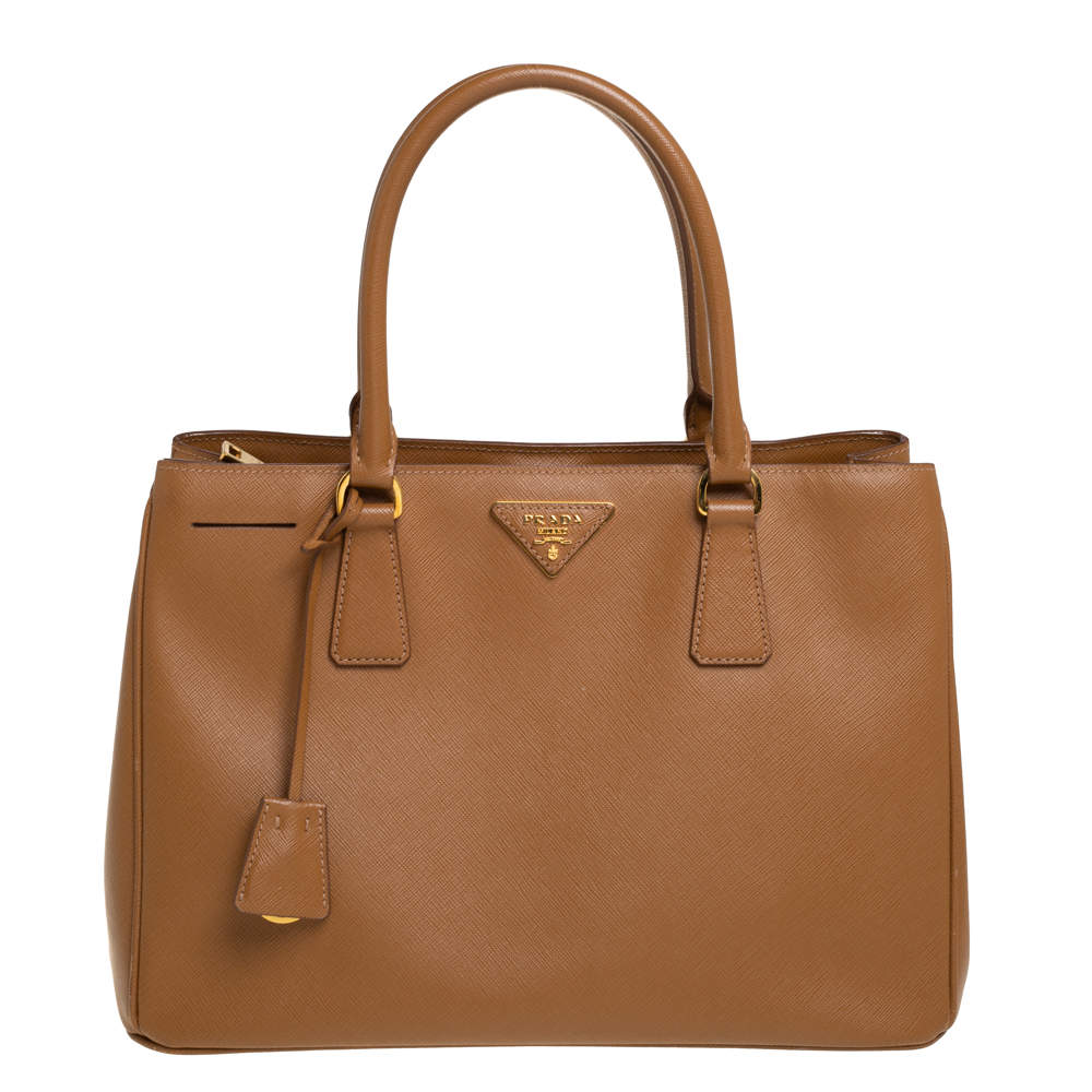 Pre Owned Prada Brown Saffiano Lux Leather Medium Tote