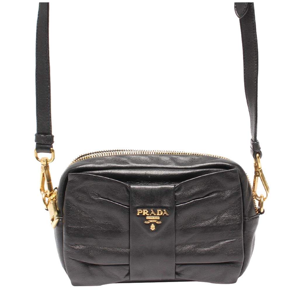 Prada Black Nappa Leather Bow Crossbody Bag