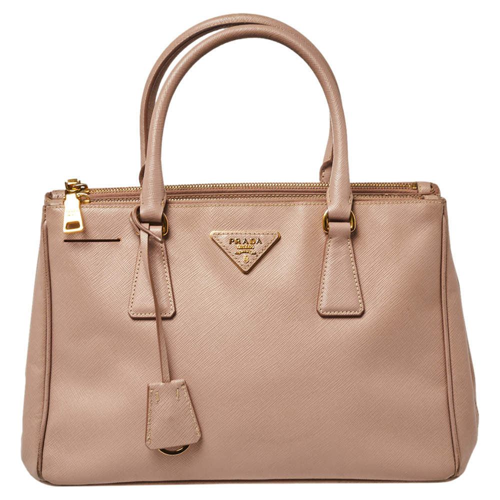 Pre Owned Prada Beige Saffiano Lux Leather Small Galleria Tote