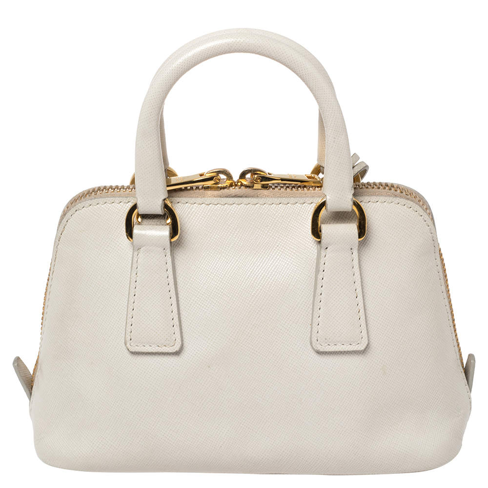 PRADA Saffiano Lux Mini Promenade Tote White 1269999