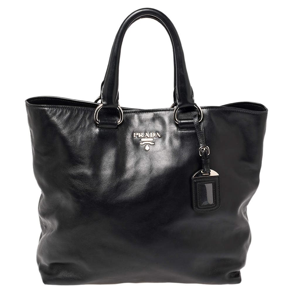 Pre Owned Prada Black Leather Tote