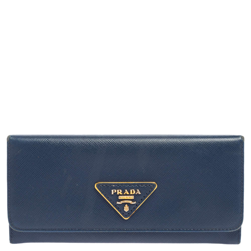 Prada Blue Saffiano Leather Flap Continental Wallet Prada | The Luxury ...