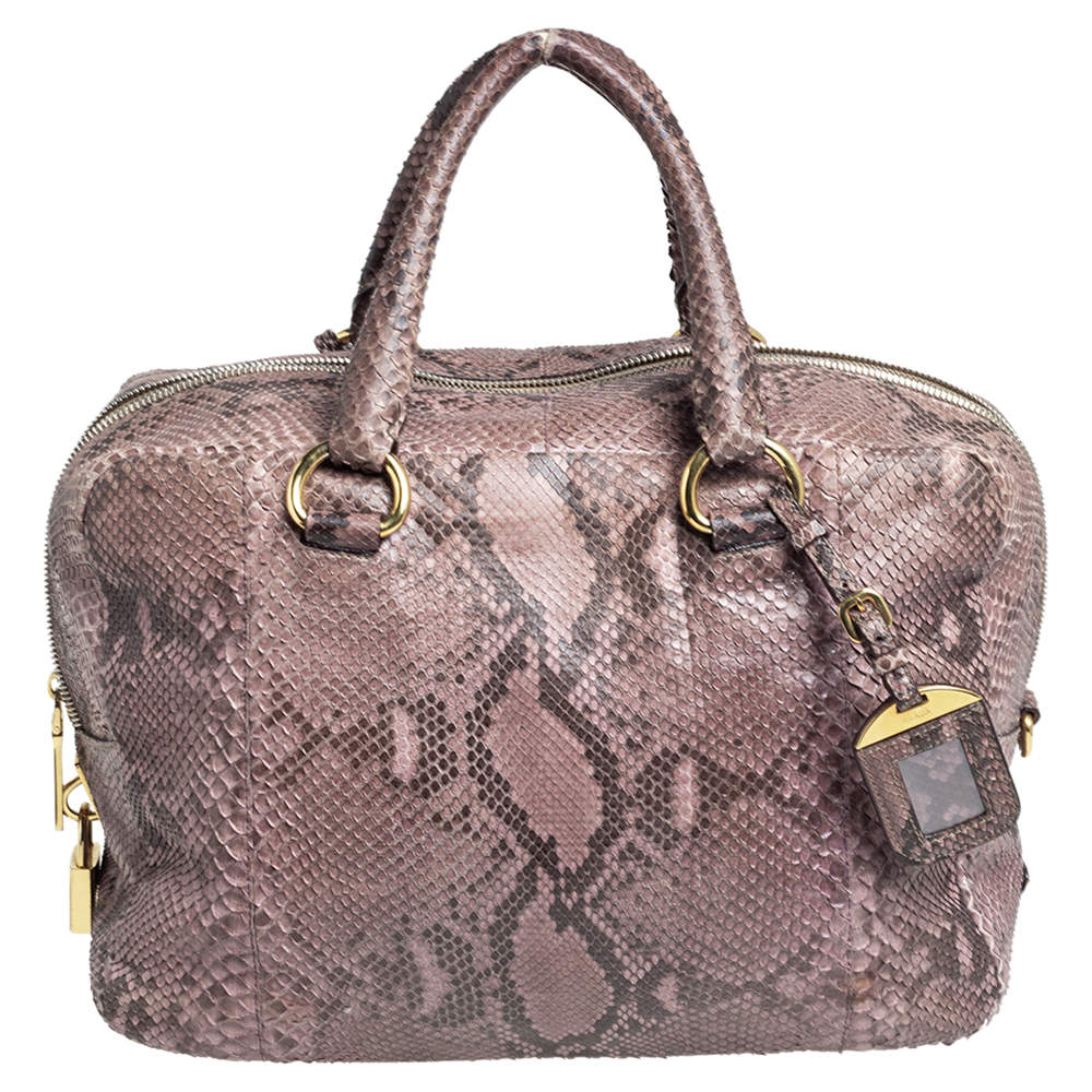 Pre Owned Prada Beige/Brown Python Inside Bag