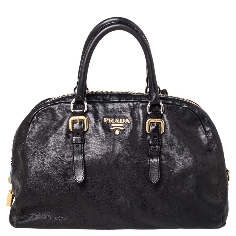 Pre Owned Prada Black Leather Dome Satchel