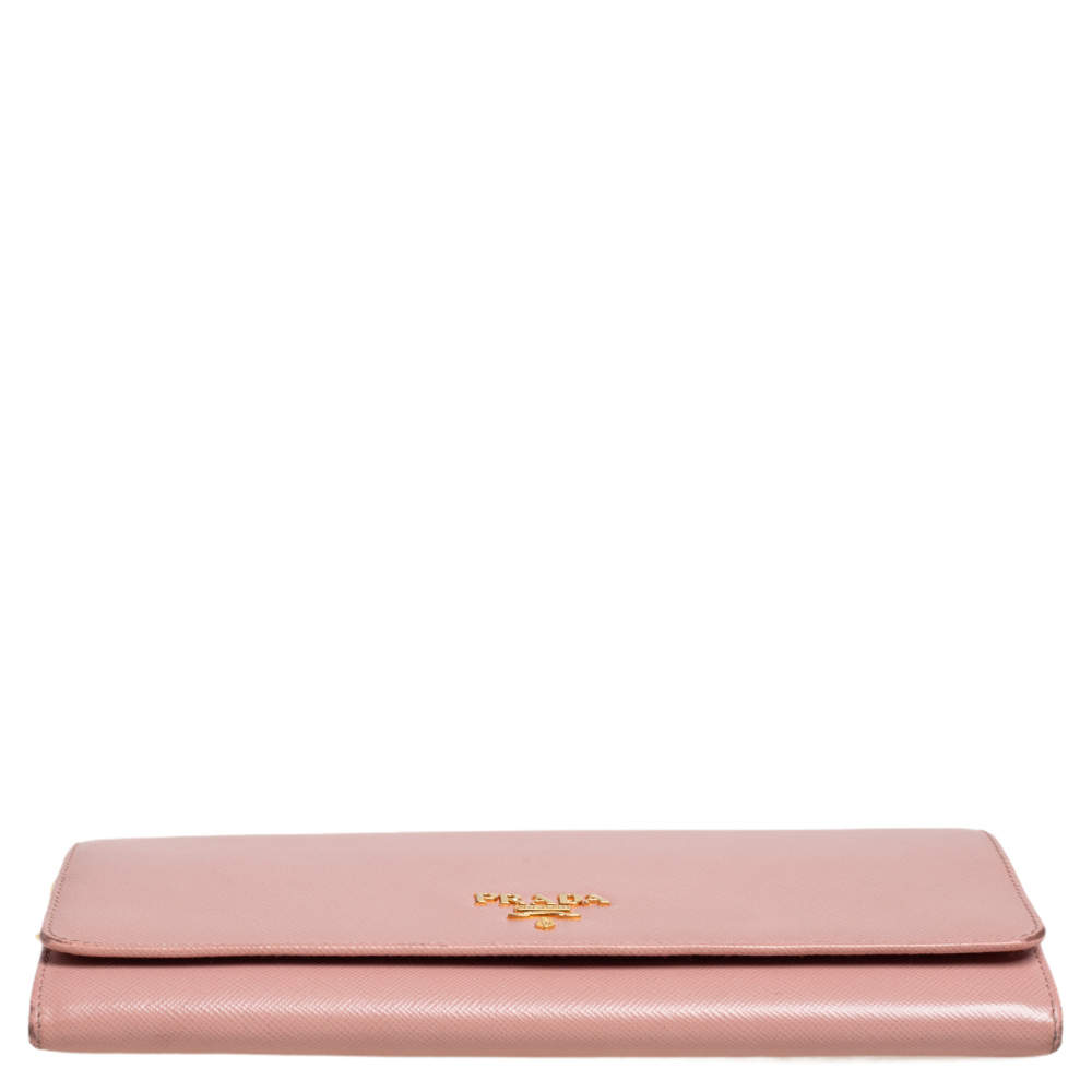 Prada saffiano large pink lux 2024 wallet