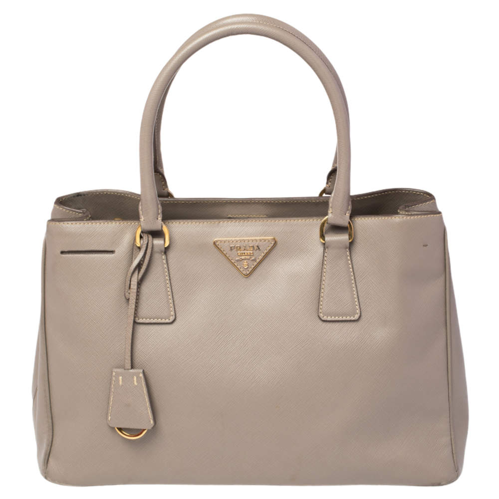 Pre Owned Prada Grey Saffiano Leather Medium Galleria Tote
