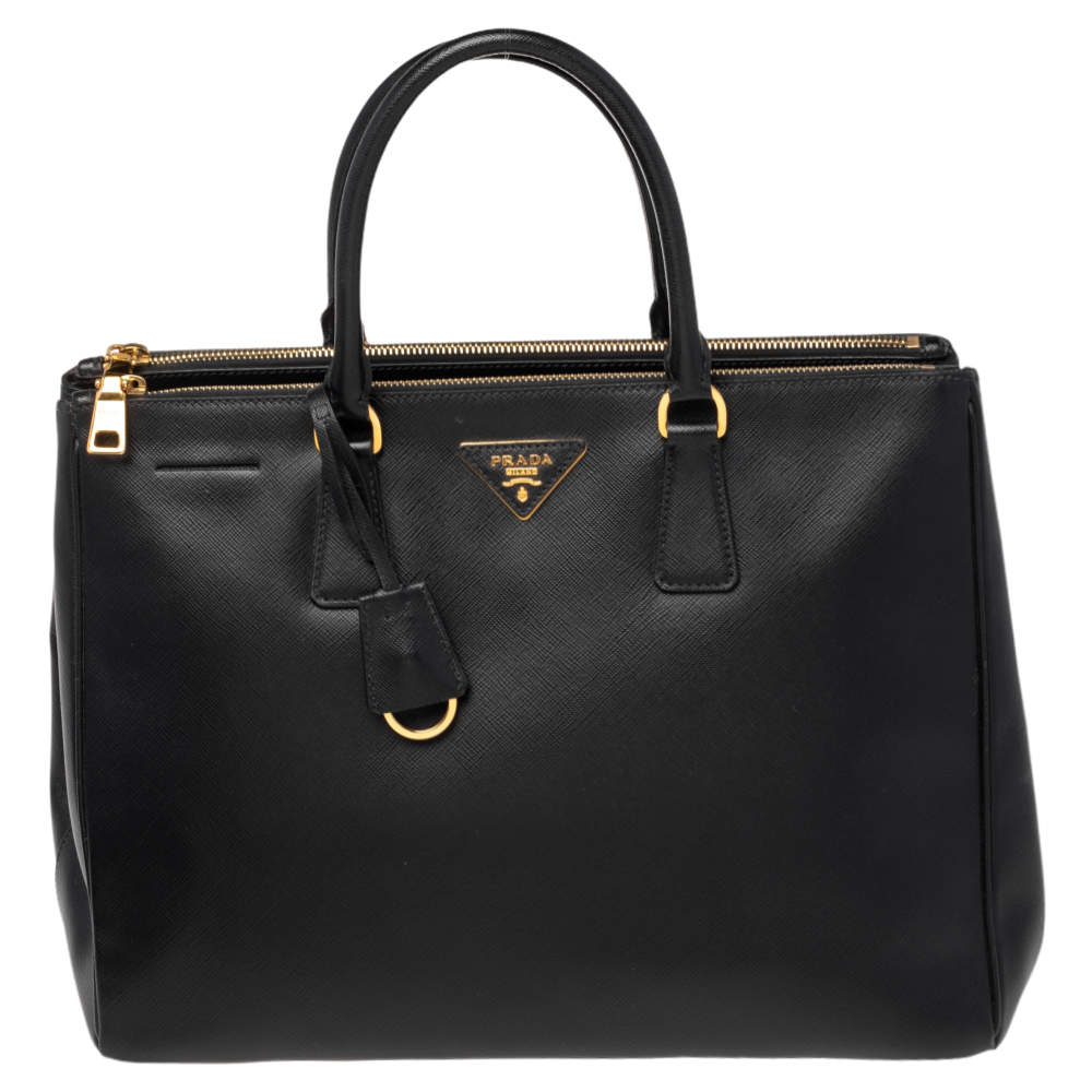 Pre Owned Prada Black Saffiano Lux Leather Large Galleria Tote