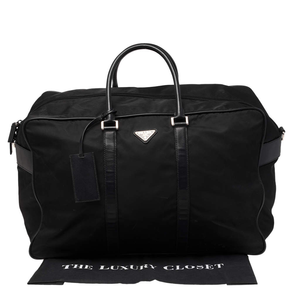 Prada Black Nylon and Leather Logo Duffel Bag Prada TLC