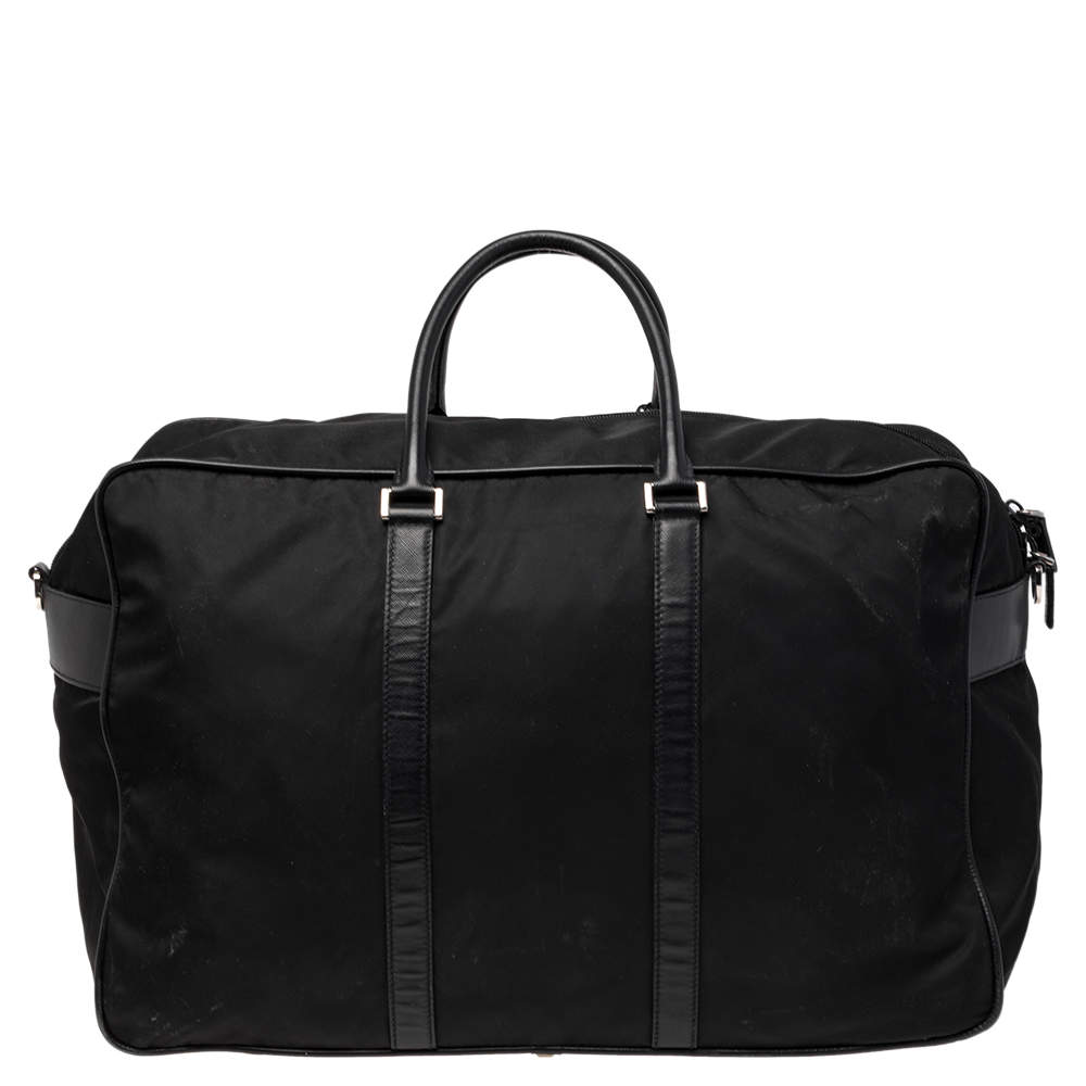 PRADA Tessuto Nylon Saffiano Duffle Black 1300669