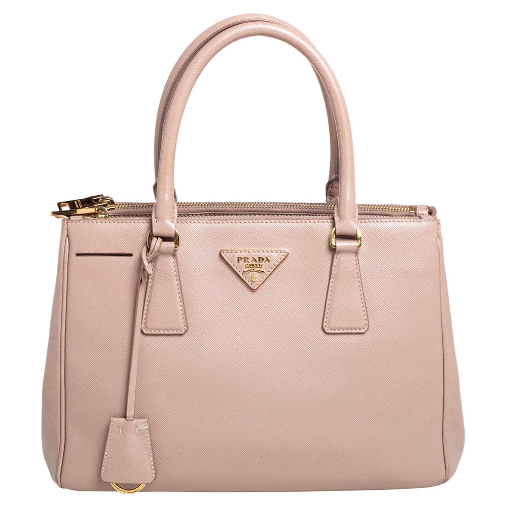 Pre Owned Prada Beige Saffiano Lux Leather Small Galleria Tote