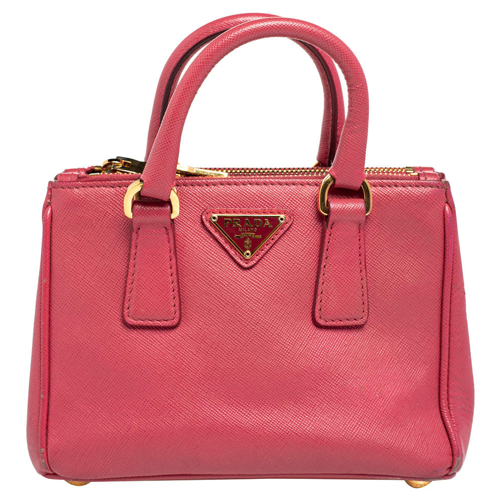 Pre Owned Prada Pink Saffiano Leather Galleria Tote