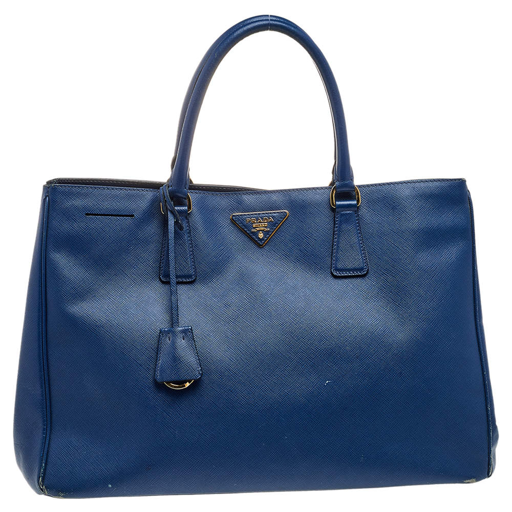 Pre Owned Prada Blue Saffiano Leather Tote