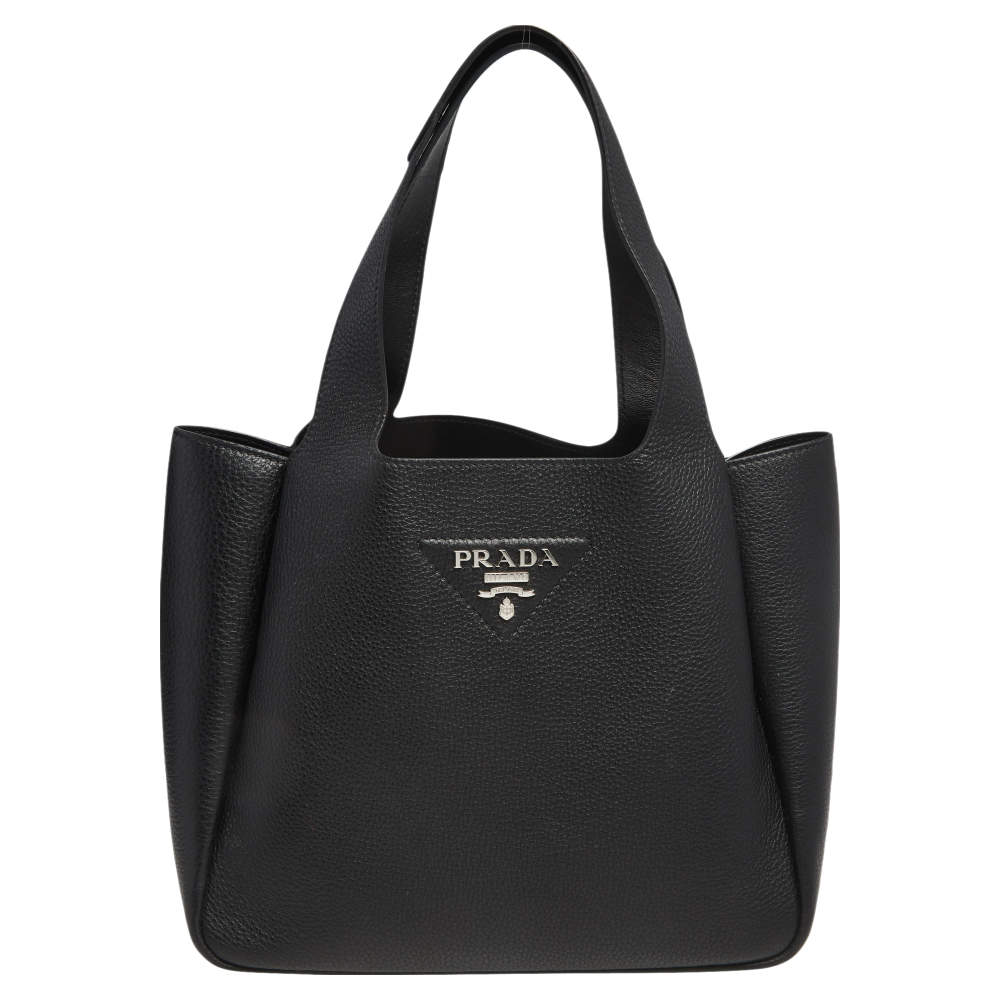 Prada Black Vitello Daino Leather Dynamique Tote Prada | The Luxury Closet