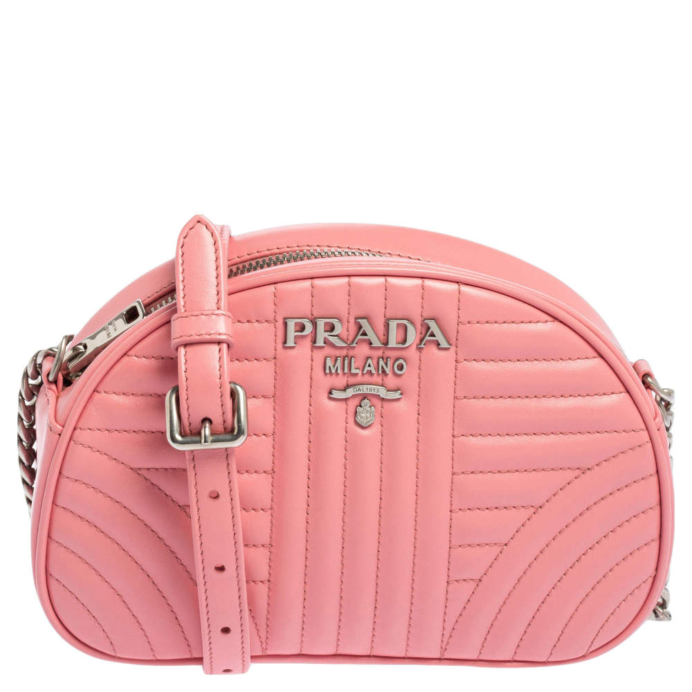 Prada Pink Diagramme Leather Wave Crossbody Bag