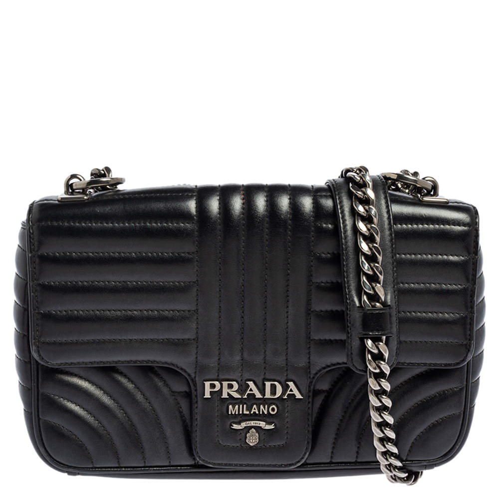 Prada Black Diagramme Leather Medium Shoulder Bag Prada | The Luxury Closet