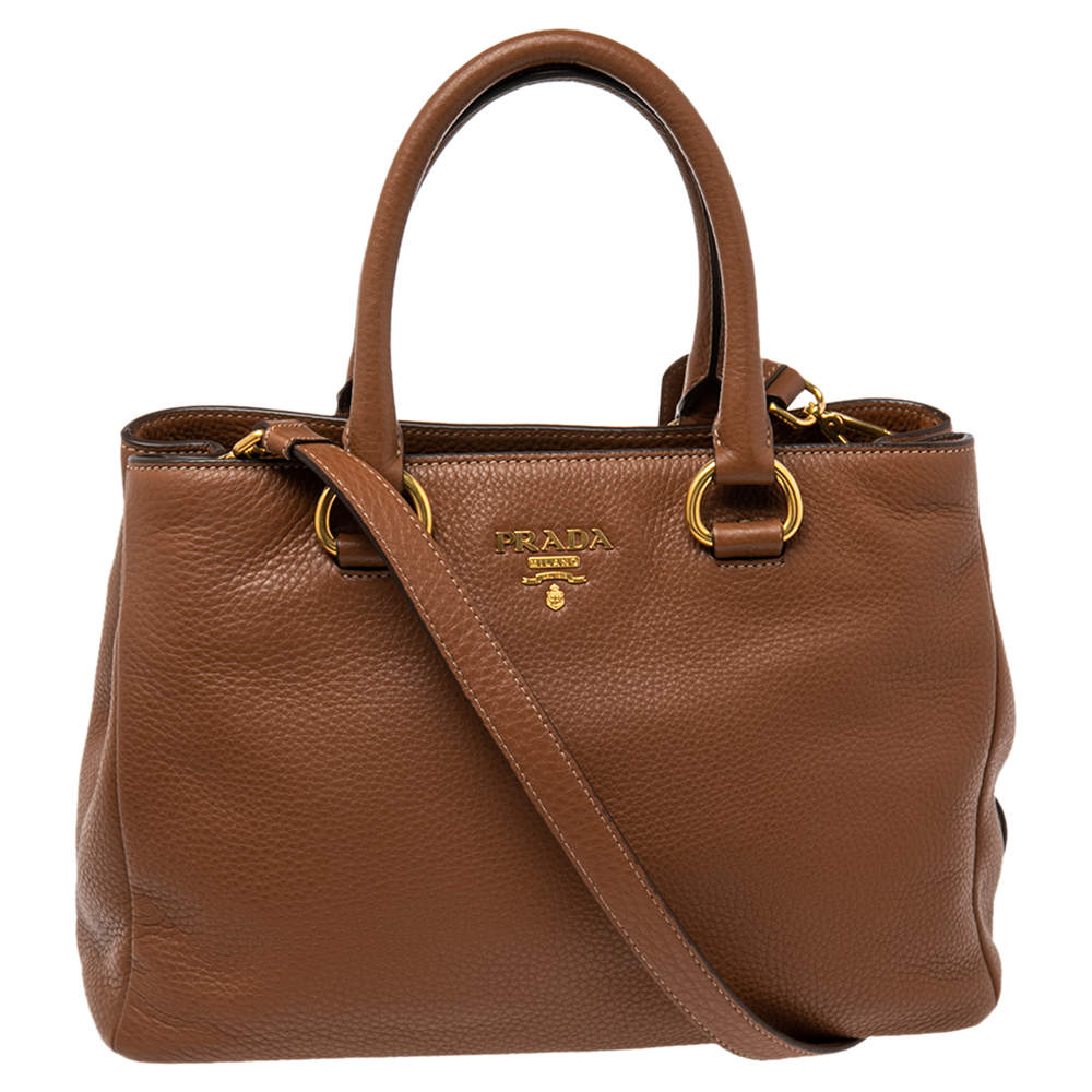 Pre Owned Prada Brown Vitello Daino Leather Tote