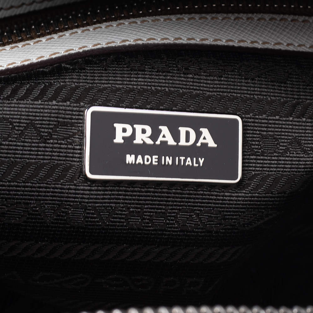 Prada Off-white Saffiano Leather Bauletto Bag Prada