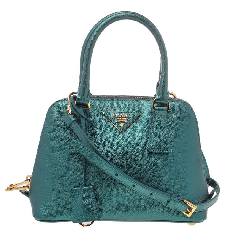 Pre Owned Prada Green Leather Promenade Crossbody Bag