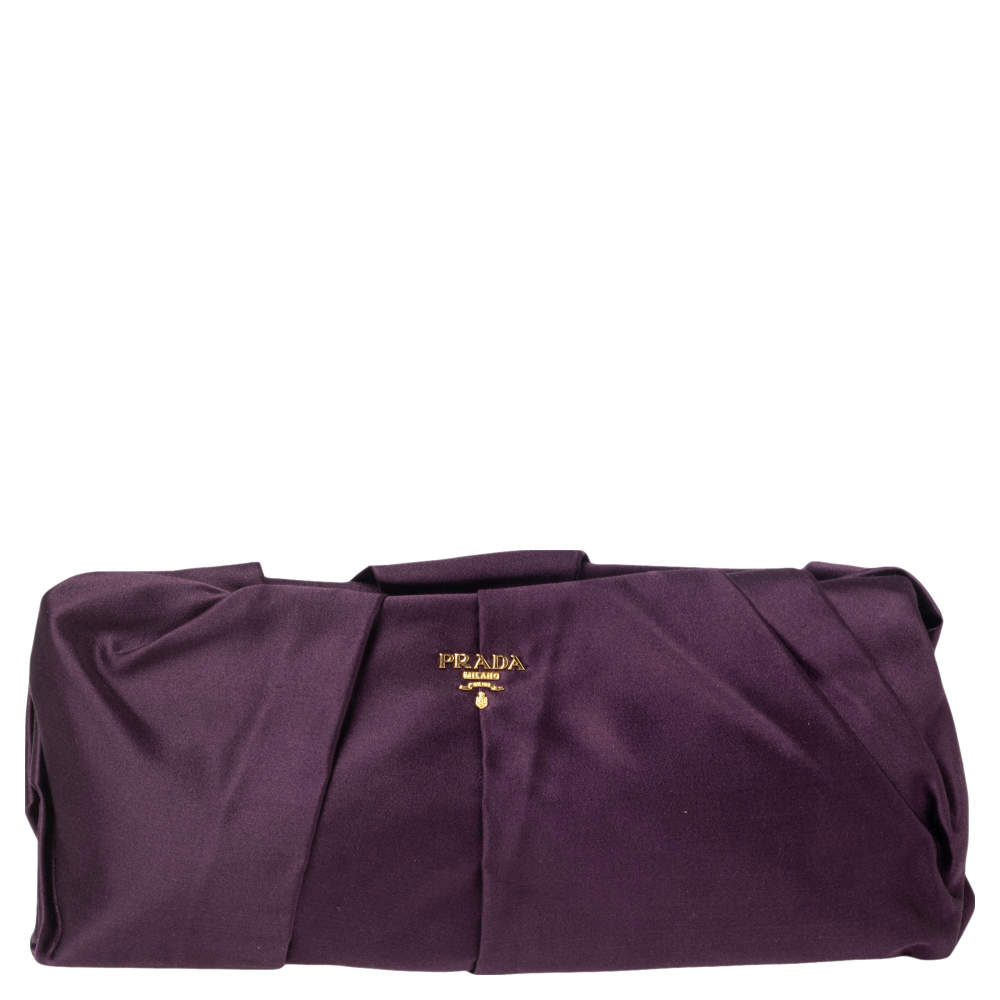 Prada Rosa Ricamo camera case clutch purple top satin